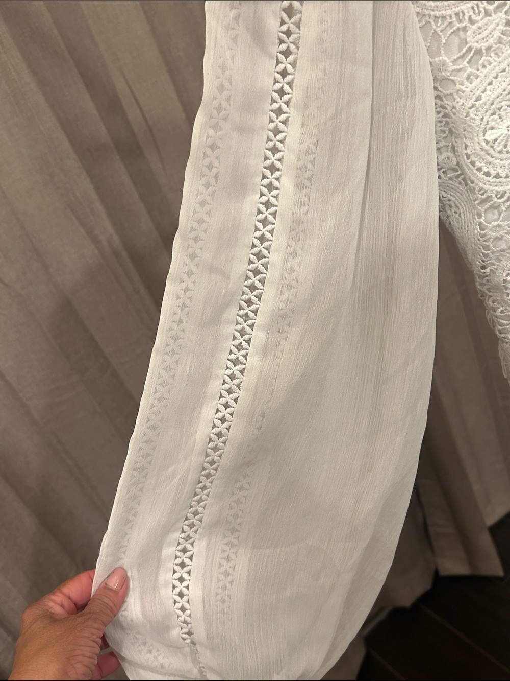 Aura White Lace Long-Sleeve Ruffle-Hem Dress - Picture 8 of 16